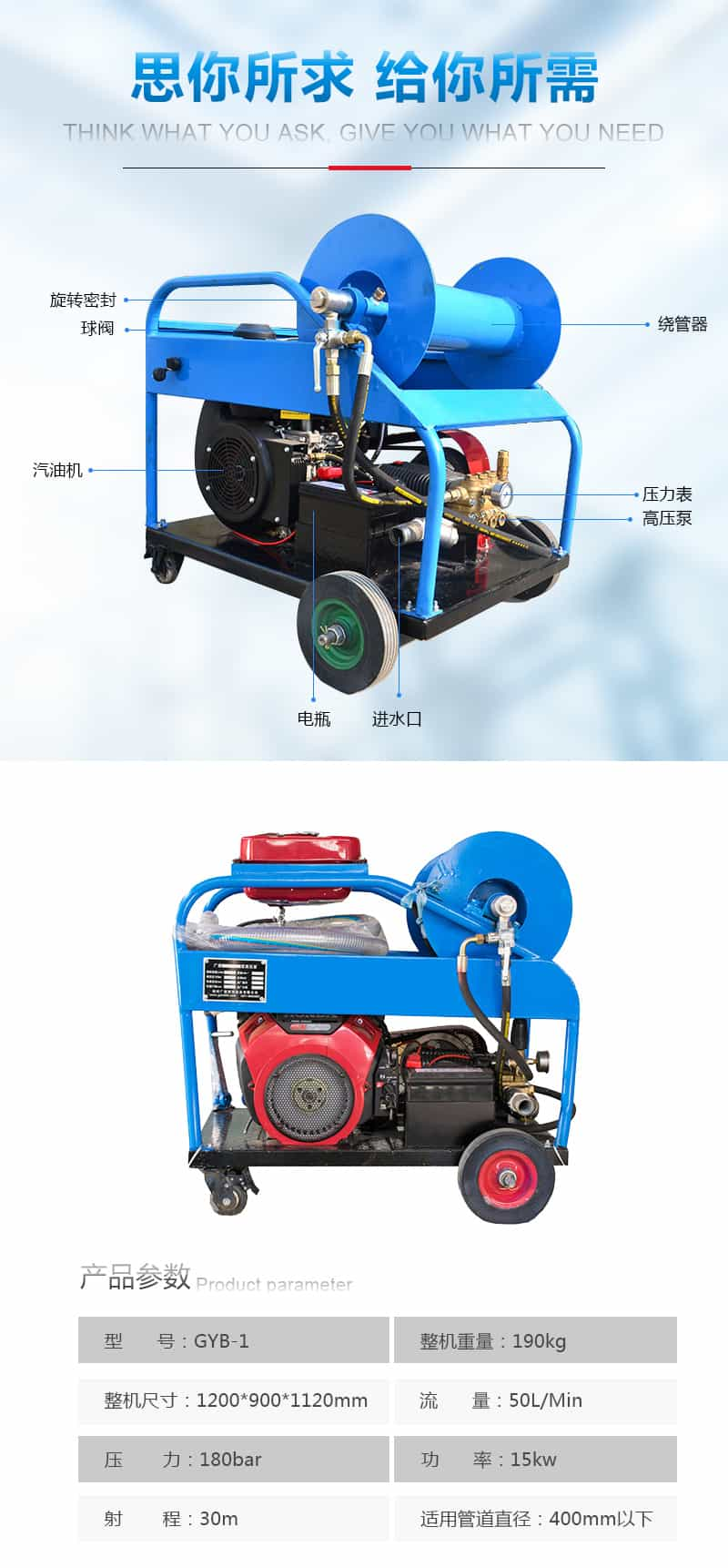 修理管道疏通机技术参数